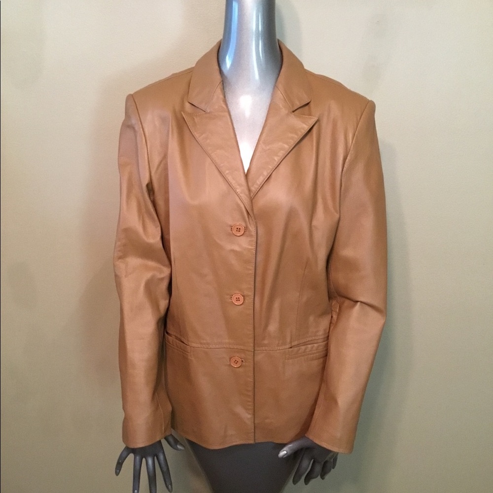 Vintage Clio tan 100% leather blazer jackets